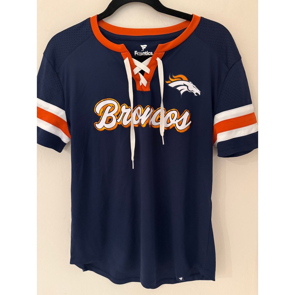 Fanatics Denver Broncos Women's Lace Up Jersey Shirt Size M NWOT (See Size tag)